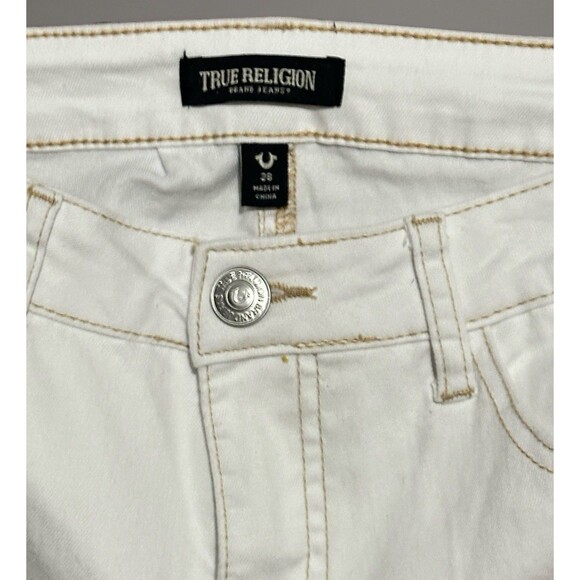 NWT True Religion World Tour Flare Mid Rise Capri Jeans White‎ Women’s Size 28 - Picture 5 of 8